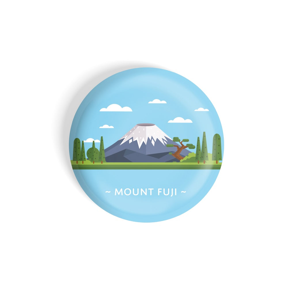 dhcrafts Round Fridge Magnet Blue Color Monuments Mount Fuji Glossy Finish Design Pack of 1 (58 mm)